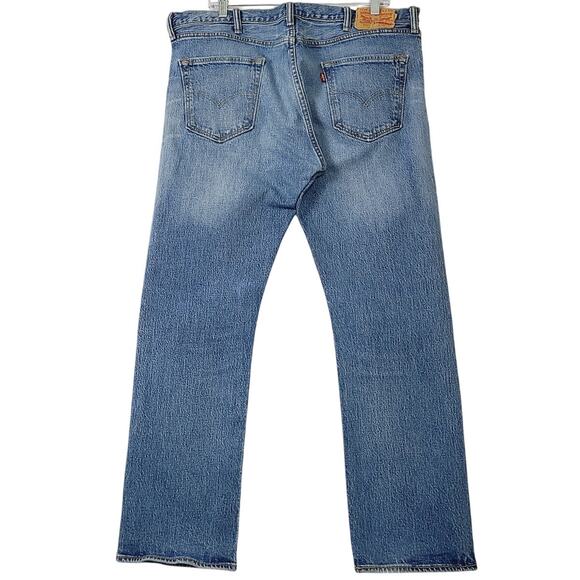 Levi's 501 Mens Blue Denim Button Fly Straight Leg Jeans, Size 38X30, PRE-OWNED - Picture 2 of 11